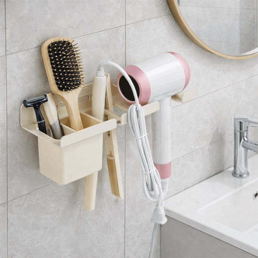 Space Saving Blow Dryer Hanger Wall Mounted Straightener Storage Rack  Dormitory