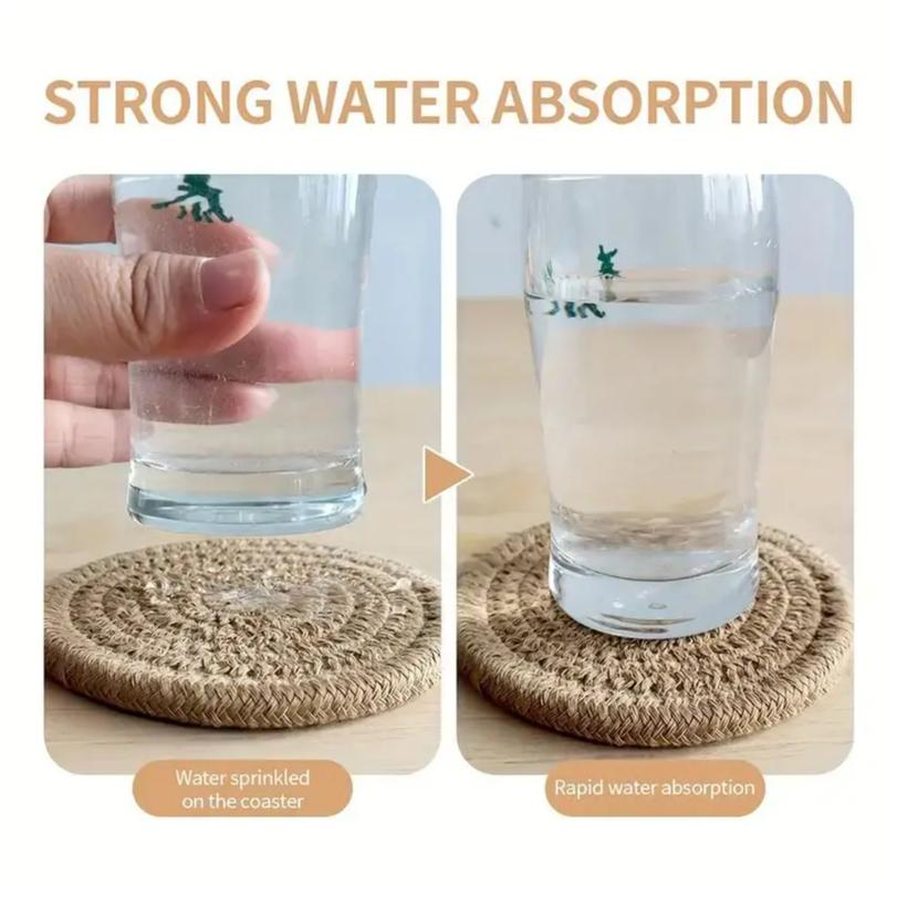 Set da 8 Bicchierini Assorbenti per Bevande, Sottobicchieri Minimalisti Intrecciati in Cotone Decorazione Tavolino da Caffè Bicchierini Carini Boho