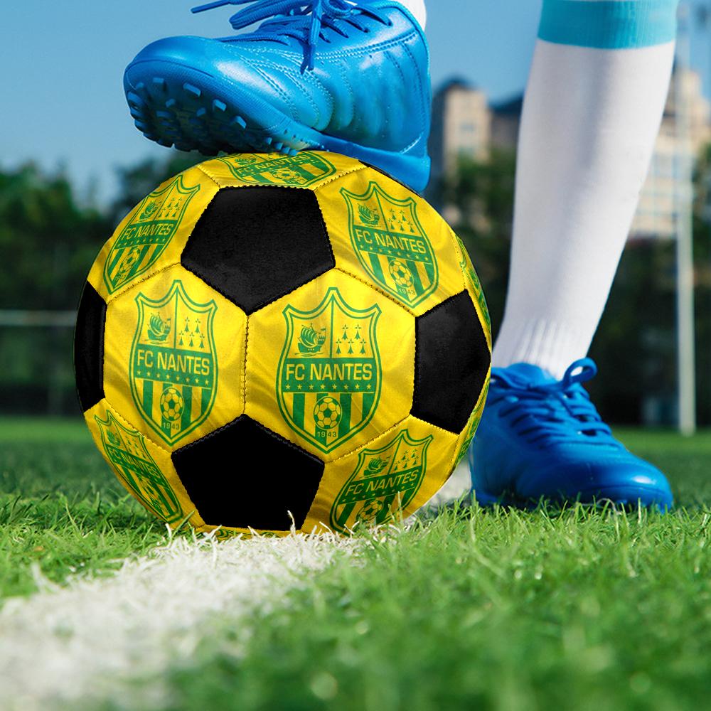 FC Nantes Indoor Soccer Ball Colorful Machine Stitched PVC Size 5 Team Training Competition Ready Durable High-Bounce Cool Sports Gift