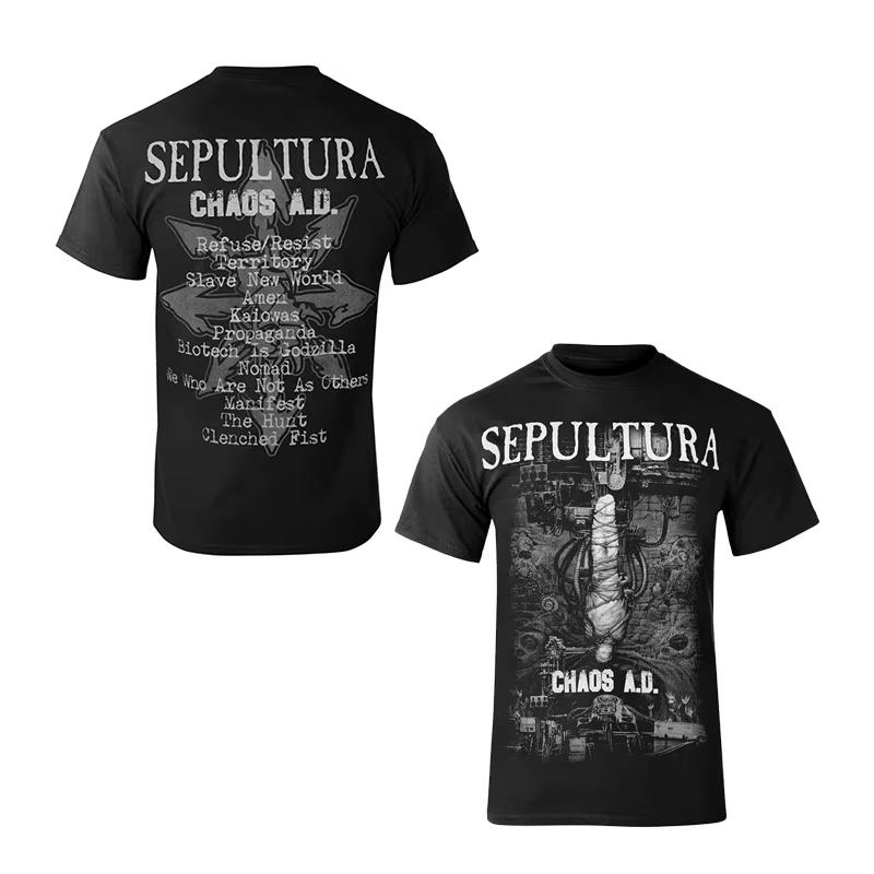 2026 Summer Fashion Trendy Tee Men Women Vintage Top Simple Retro SEPULTRA Band Dark Metal T-Shirt Cotton Graphic Tee Hip Hop Streetwear Oversized Top