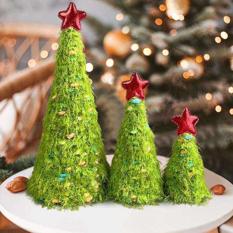Christmas Christmas Desktop Ornaments Christmas Gifts Colorful Dot Design Cute Plush Christmas Tree Exquisite 3PCS/Set