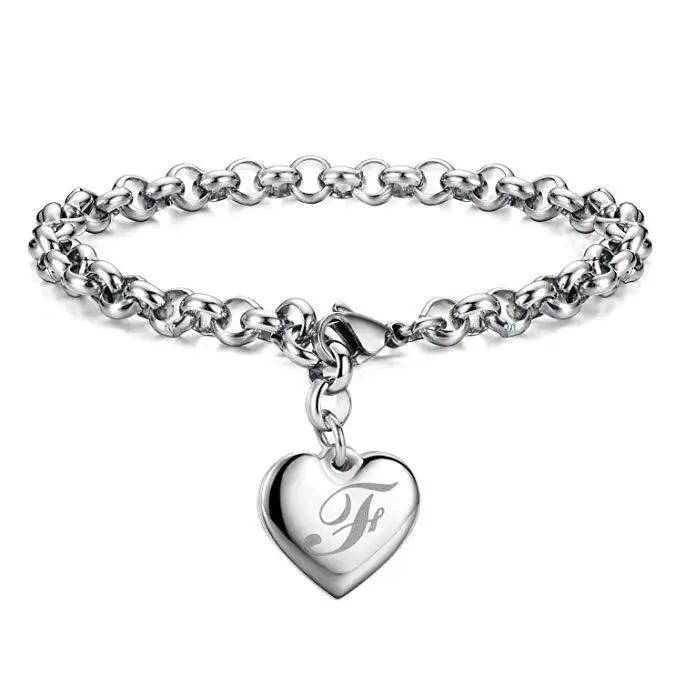New Copper noble Heart 26 Letteres chain Bracelets for women Fashion Designer party wedding Jewelry gifts