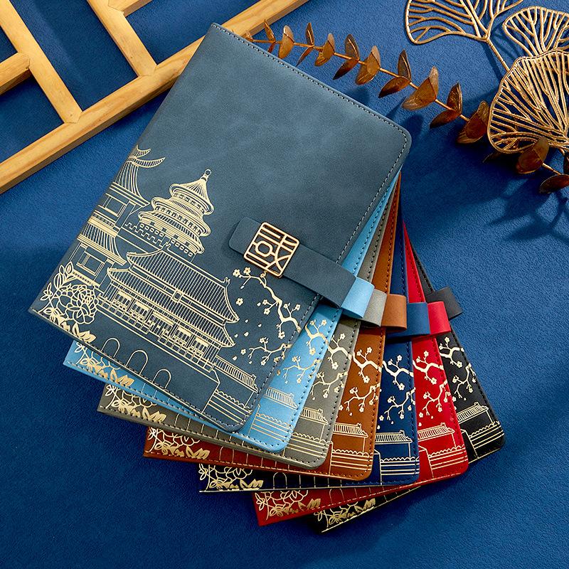 A5 Chinese Retro Style Trendy Notebook Set - Customizable Diary & Business Gift with Logo Printing