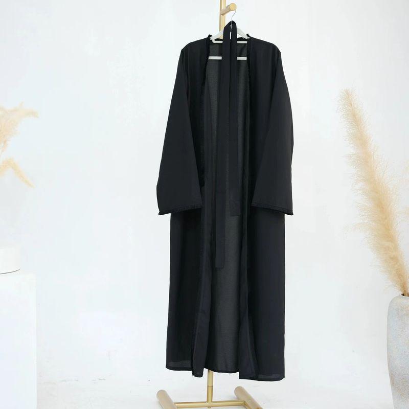 New Arrival Middle East Fimbrilla Cardigan Robe Dress Open Collar Lace up Robe Dress