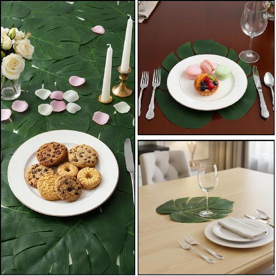 60 Pack Artificial Palm Leaves Party Decorations, Monstera Leaves,Small and Large Size 30 Each, for Home Wedding Tropical Theme Decor