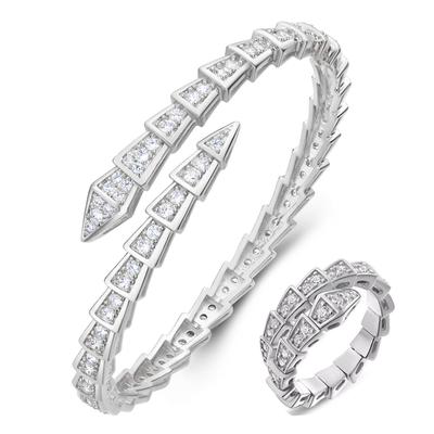 Luxuriöses Damenarmband mit Zirkonia im Schlangendesign