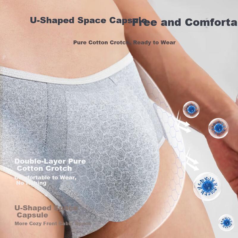 Qihaiqiu Pure Cotton Disposable Men's Triangle Underwear 5-Pack Sterilized Thickened Large Size Travel Daily Use Wash-Free Individually Packaged 3XL
