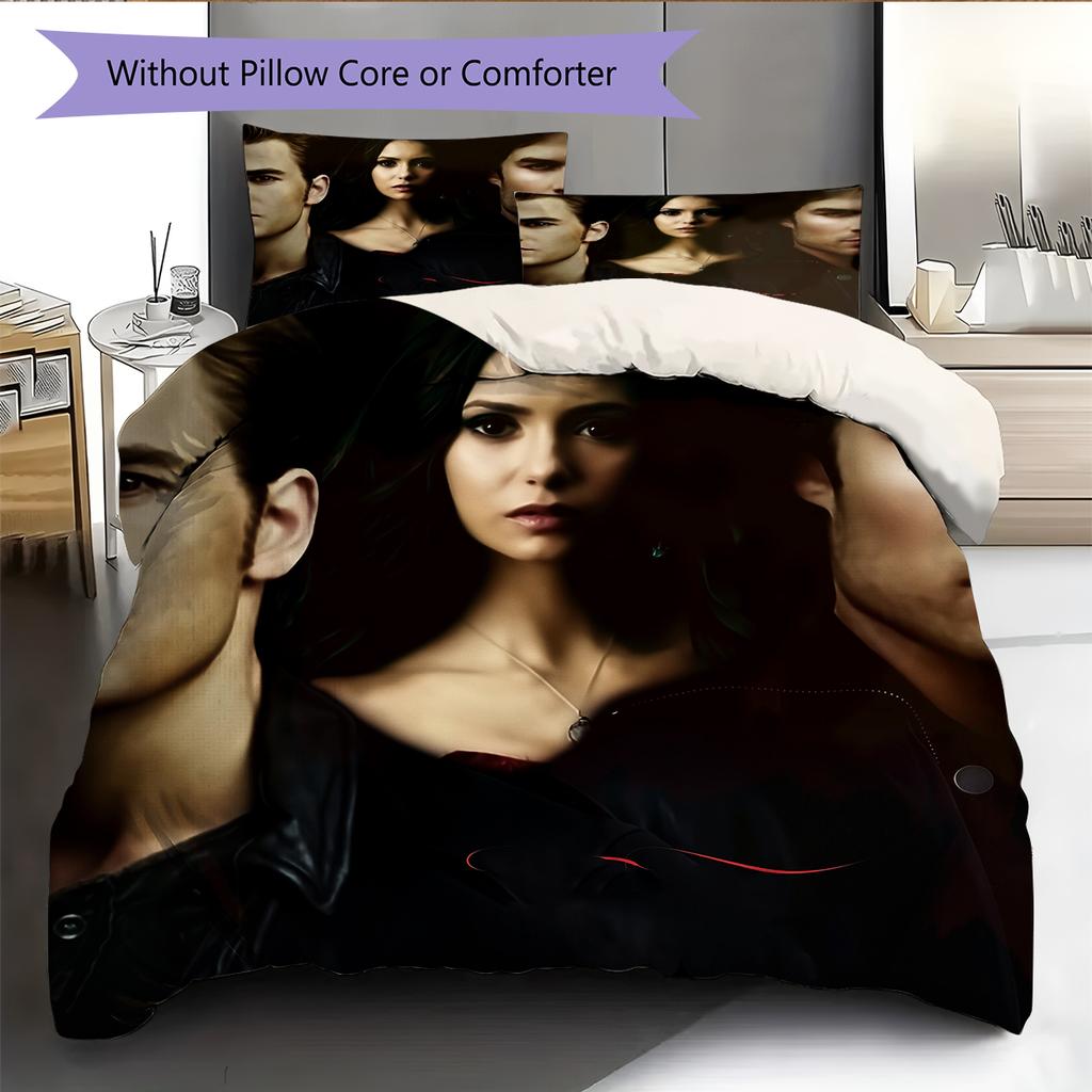 The Vampire Diaries Pattern Bedding Home Decoration Birthday Gift (1 * Duvet Cover + 2 * Pillowcase, Without Core)