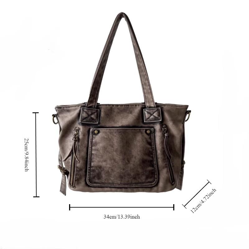French Maillard Vintage Washed Spice Girl Locomotive Bag Large Capacity Wasteland Wind Shoulder Bag