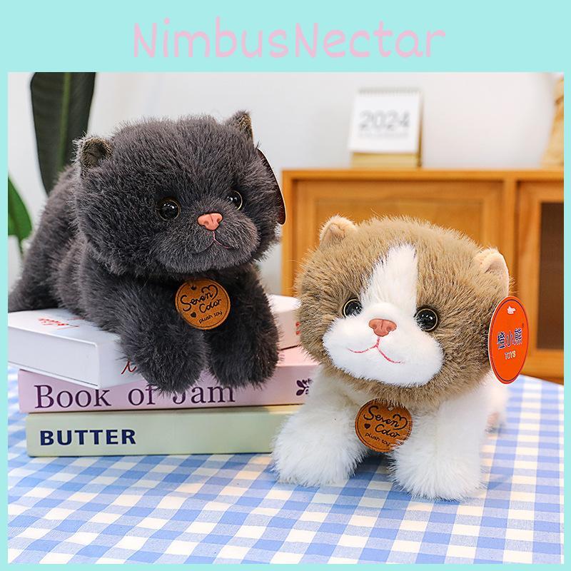 Adorable Plush Cat Toy Lovable Lazy Soft Doll With Short Fur For Kids And Collectors