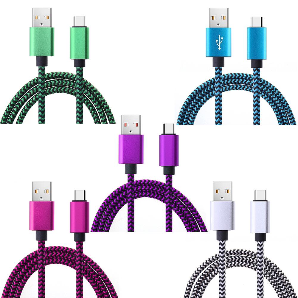 USB Type-C Braided Fast Charging Data Cable - 1.23m White, Compatible with Android and Huawei Devices