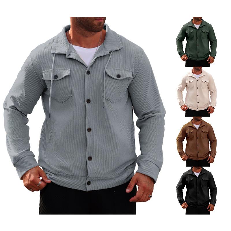 2025 Men's Hoodie, Autumn and Winter, Corduroy, Vintage Workwear Jacket, Multiple Pockets, Autumn and Winter Interior, Warm Top