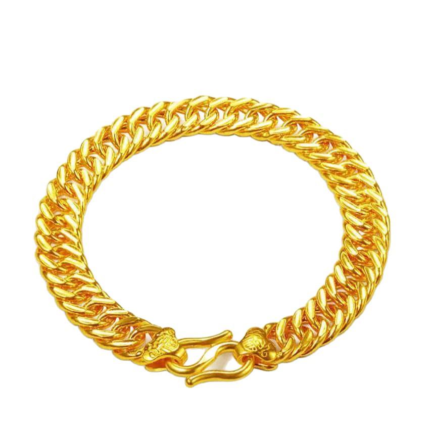 Gold-Plated Luxury Men's Fu Character Bracelet - Elegant Middle-Aged & Senior Hand Accessory