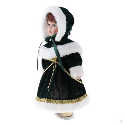 1/6 Miniature Porcelain Doll Lady Figures with Stand & Plush Clothes Hat Kids Adult Collections