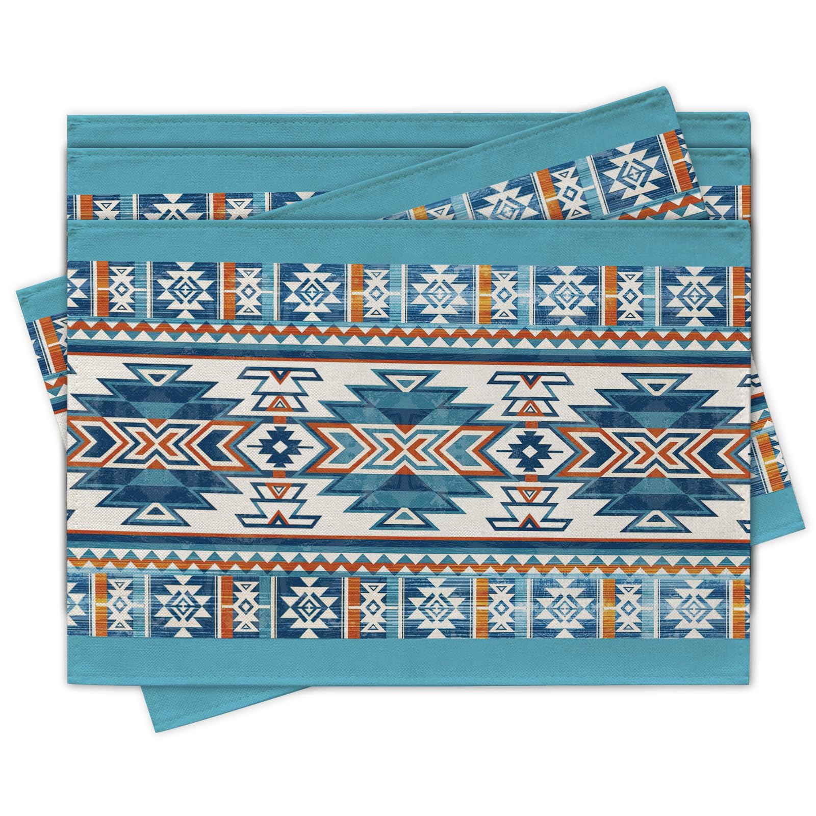 

Southwest Native American Aztec Placemats Set of 4, Boho Vintage Western Indian Navajo Ethnic Tribal Dining Place Mats Table Decor 4Pcs-12 X18