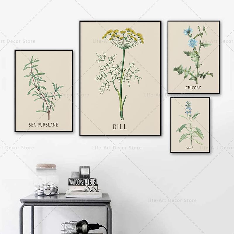 Roślina, kwiat, badania, plakat retro, druk botaniczny, plakaty ziołowe, obraz vintage na płótnie, obraz na ścianę do salonu,