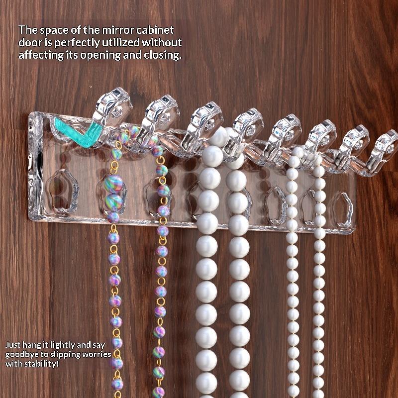 3Pcs Flower Acrylic Wall Mounted Earring Necklace Holder Jewelry Organizer Hanging Necklace Storage Rack For Door Back And Wall onesize