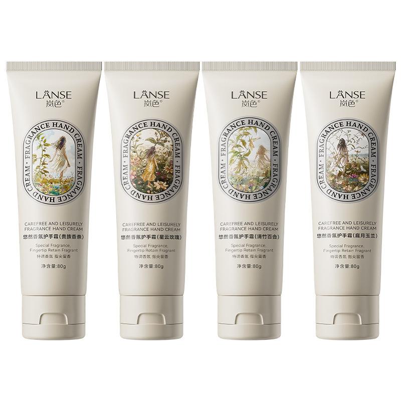 4Pcs Vintage Fragrance Hand Cream Set 80g Each, Face-Grade Hydrating Lotion Nourish Cuticle Dry Rough Skin Portable Floral Hand Care Kit 4pc 80g per tube