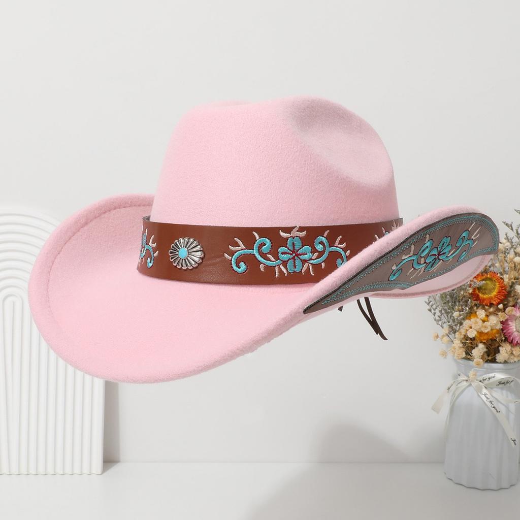 Bohemian-style Suede Western Cowboy Hat with a Rolled Brim, Ethnic-inspired Felt Hat for Men, Women, and Couples