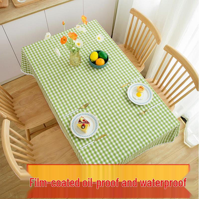 Ins Style Waterproof Wash-Free Plaid Tablecloth for Coffee and Dining Tables