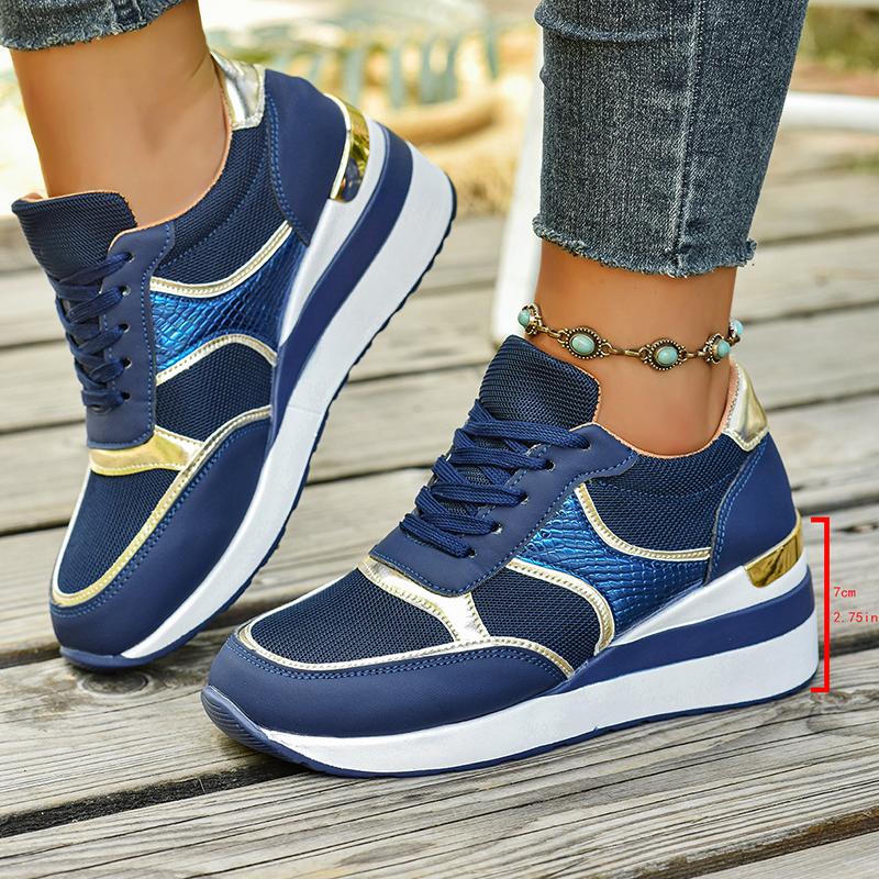 

Fashion Women s Lightweight Wedge Sneakers Fashion Lace Up Non Slip Running Shoes for Women Casual Comfortable Walking Shoes Plus Size 43 синий