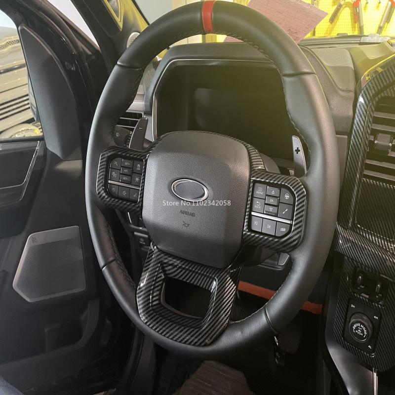 For Ford Raptor F-150 F150 2015- -2024 ABS Carbonfiber Steering Wheel Button Switch Direction Control Decorate Cover