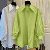 Women's Shirt Cotton Long Sleeve Loose Fit Blouse Solid Color Pointed Lapel Collar Spring Autumn Shirt for Parties Travel Work
