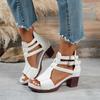 Fashion Buckle Ankle Heel Sandals for Women Summer 2025 White Platform Gladiator Shoes Woman Roman Style High Heel Sandalias Mujer