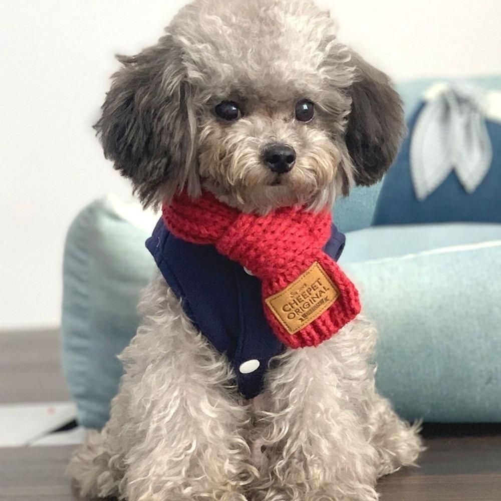 

New Warm Pet Scarf Knitted Windproof Neck Warmer Solid Color Coldproof Neckerchief Pet Supplies червоний