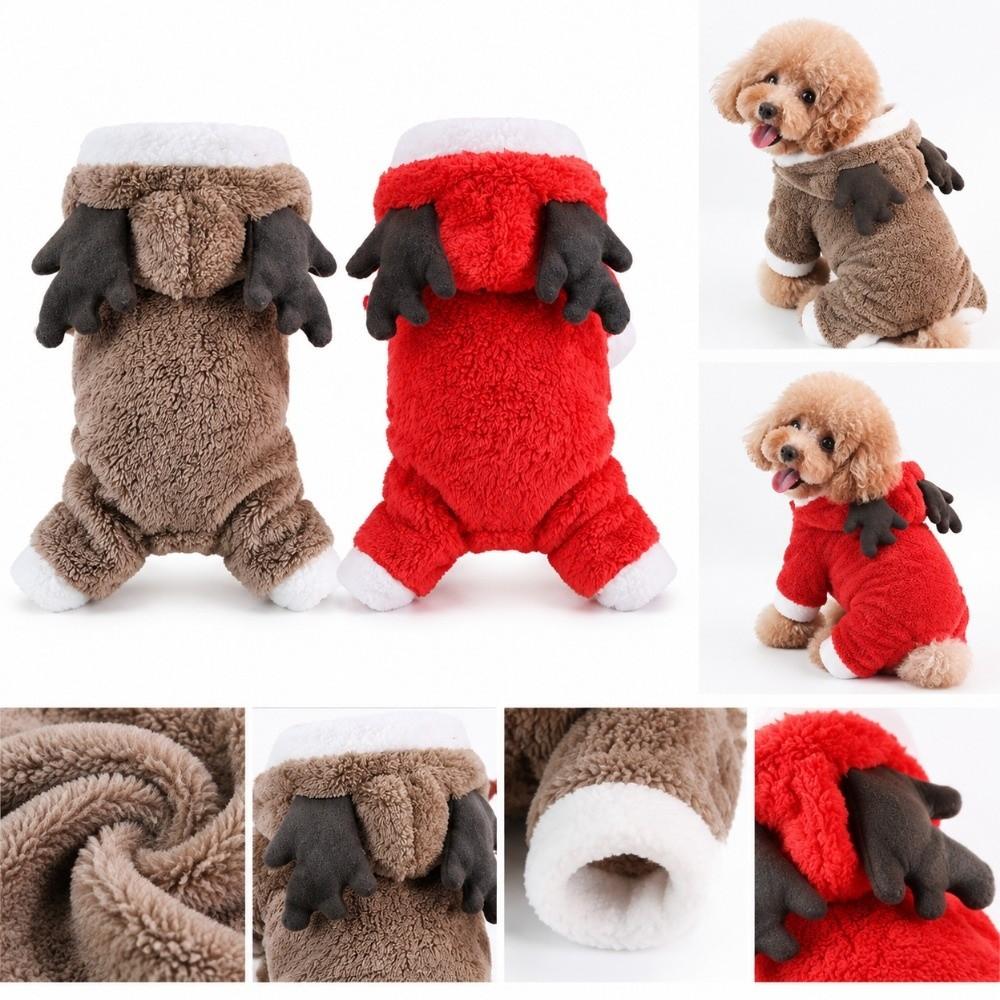 Elk Shape Pet Cosplay Hoodies Thickened Dog Coat Jacket Cute Christmas Dog Costume Winter