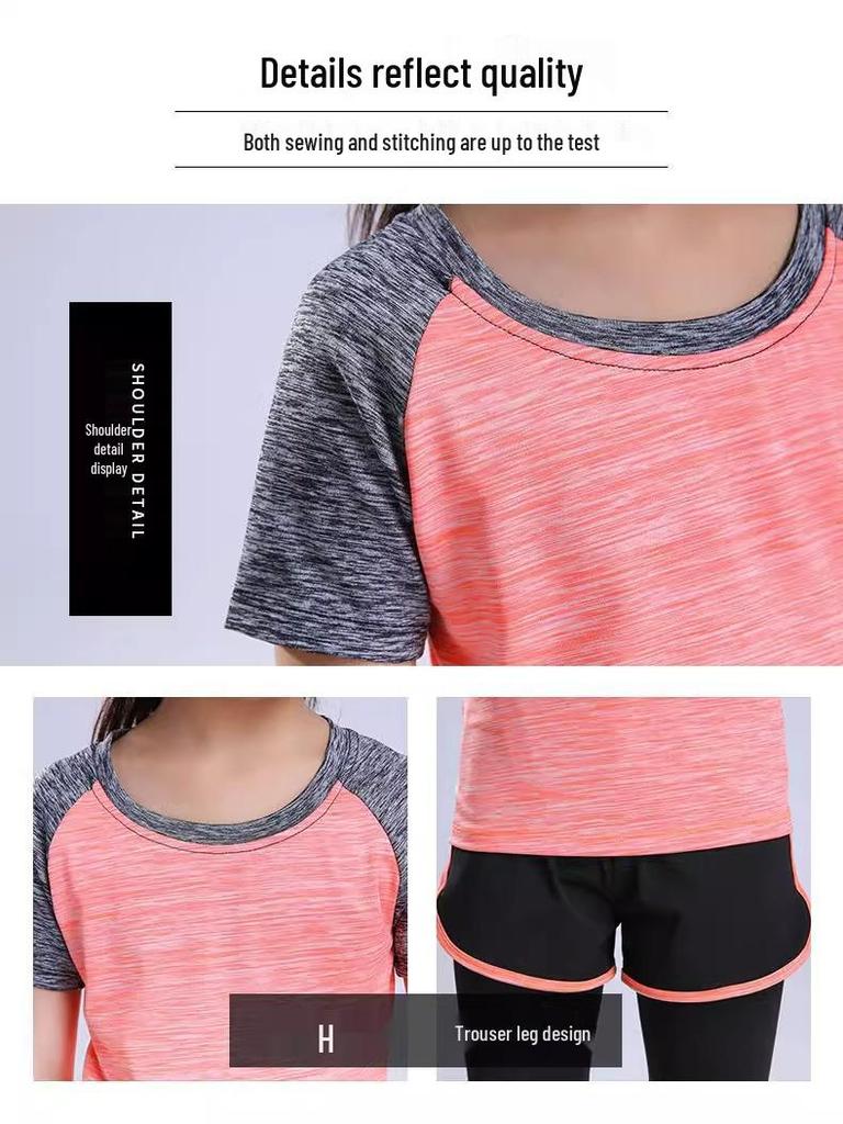 Set Yoga & Sport Asciugatura Rapida per Bambine per il Fitness Estivo - Abbigliamento Sportivo per Bambini per Corsa, Allenamento, Ginnastica e Tennis