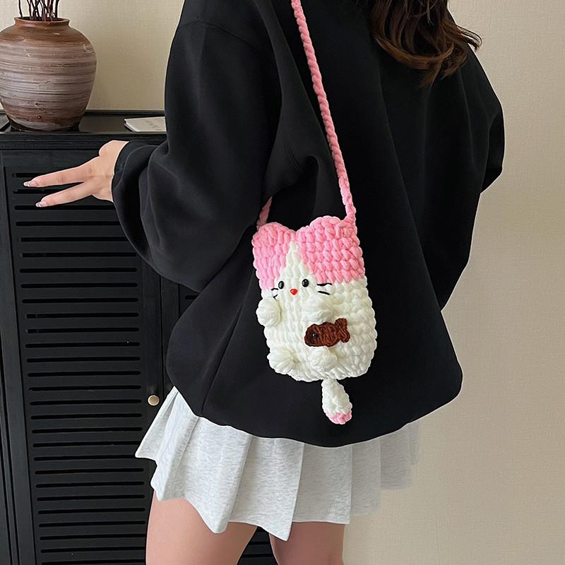 Girl Sweet Style Woolen Crossbody Bag With Lightweight Design For Use Daily