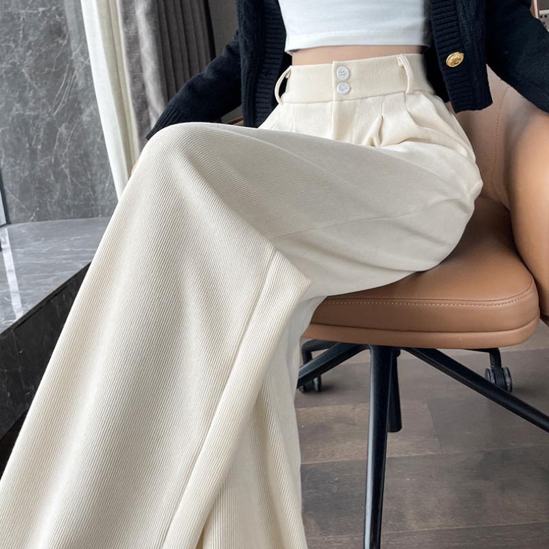 Pantaloni largi din velur alb, pentru femei, toamna și iarna, versiunea nouă, îngustă, cu draperie drepte, pantaloni de costum mic, plus catifea