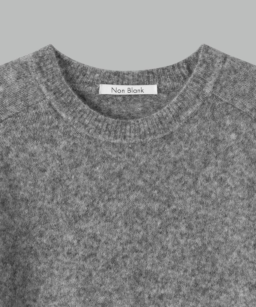 NONBLANK Mohair Wool Blend Crop Round Knit_Melange Grey