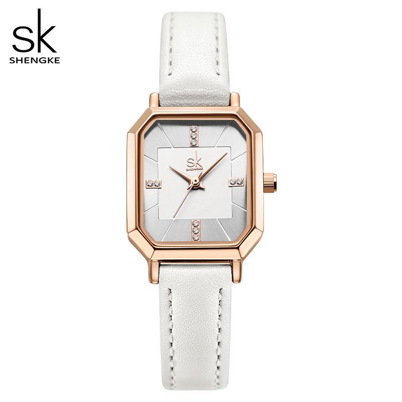 SK Women s Fashionable Small Quartz Diamond-Inlaid Square Wristwatch
