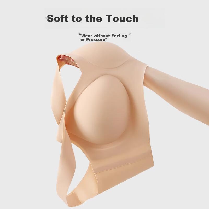 LangSha Seamless Bra for Women, Push-Up for Small Breasts, Spring And Summer Thin Style, Sports Backless Fixed Cup Wireless Brassiere