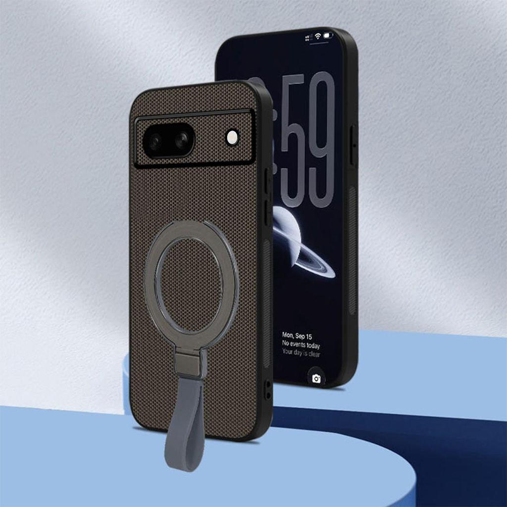 Premium PU Leather Magnetic Ring Stand Phone Case for Google Pixel 7a Business Style Protective Cover