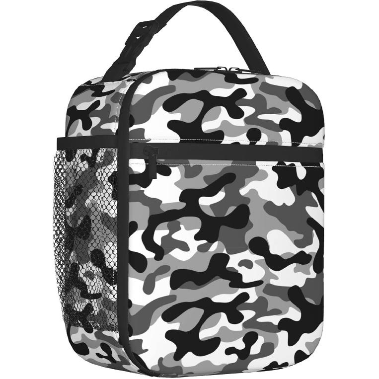 Black Camo Lunch Bags For Men Women Boys Girls Reble Tote Lunch Bags For Office Work School Picnic Camping Thermal Ulation And Cold Preservation