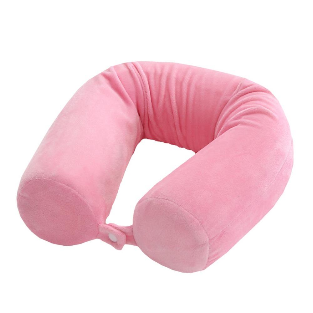 

Foldable U-shaped Pillow Bendable Neck Pillows Portable Nap Pillow Train Flannel Pink