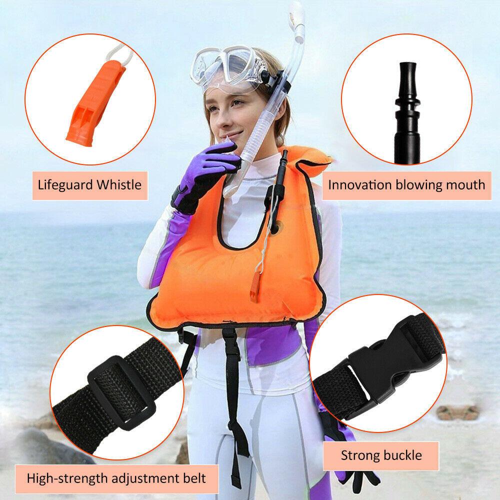 Inflatable Snorkel Life Vest With Customizable Pattern For Water Sports Enthusiasts