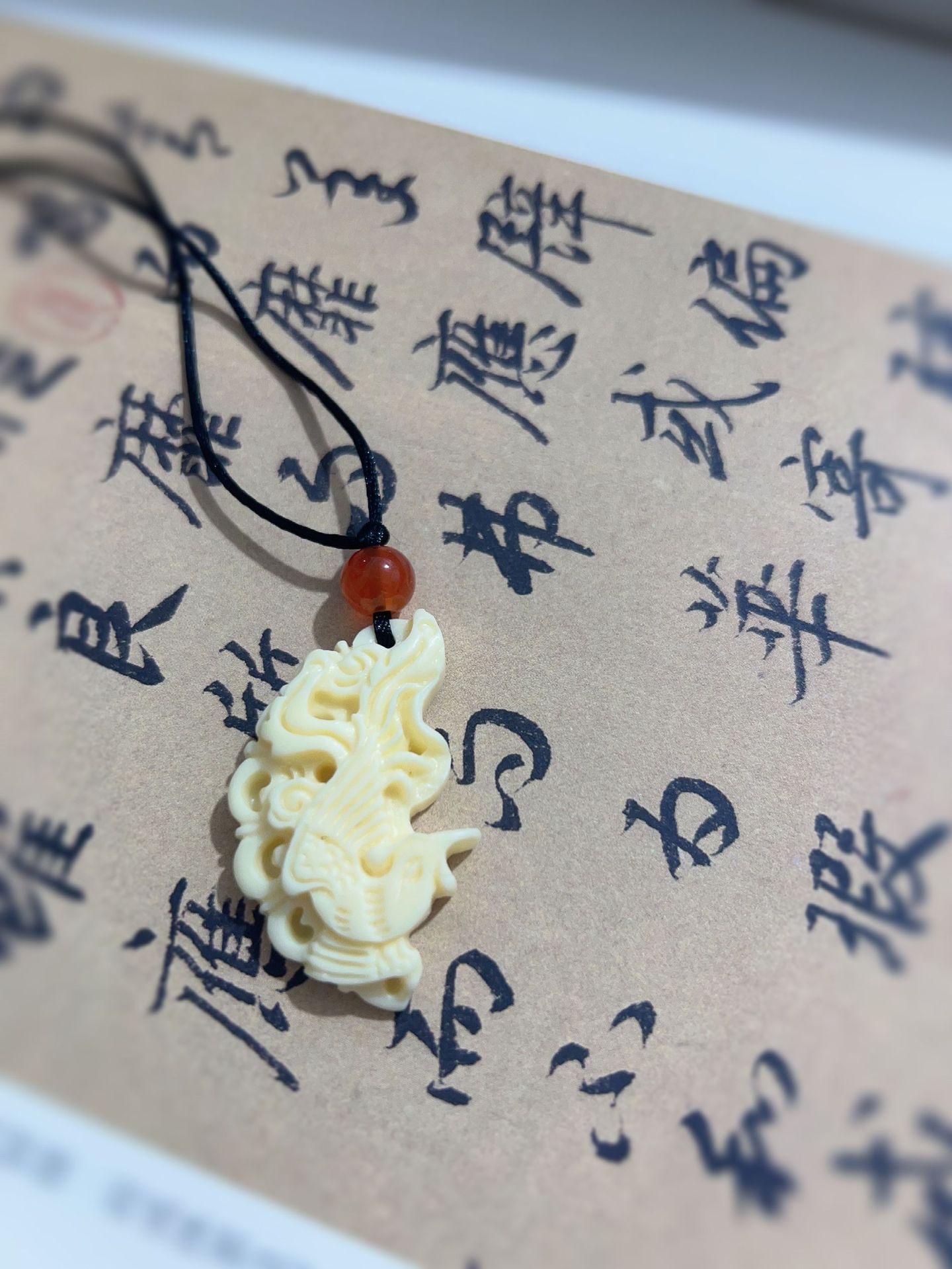 

Подвеска-кулон в виде фруктового дракона и феникса из имитации слоновой кости, парный стиль, пара кулонов для мужчин и женщин, кулон, ювелирное колье на День святого Валентина