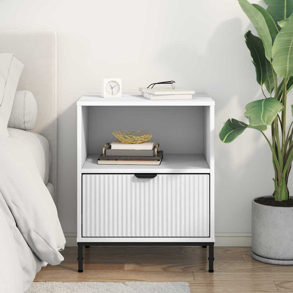 White Nightstand with Drawers 49 X 36 X 61 Cm Engineered Wood