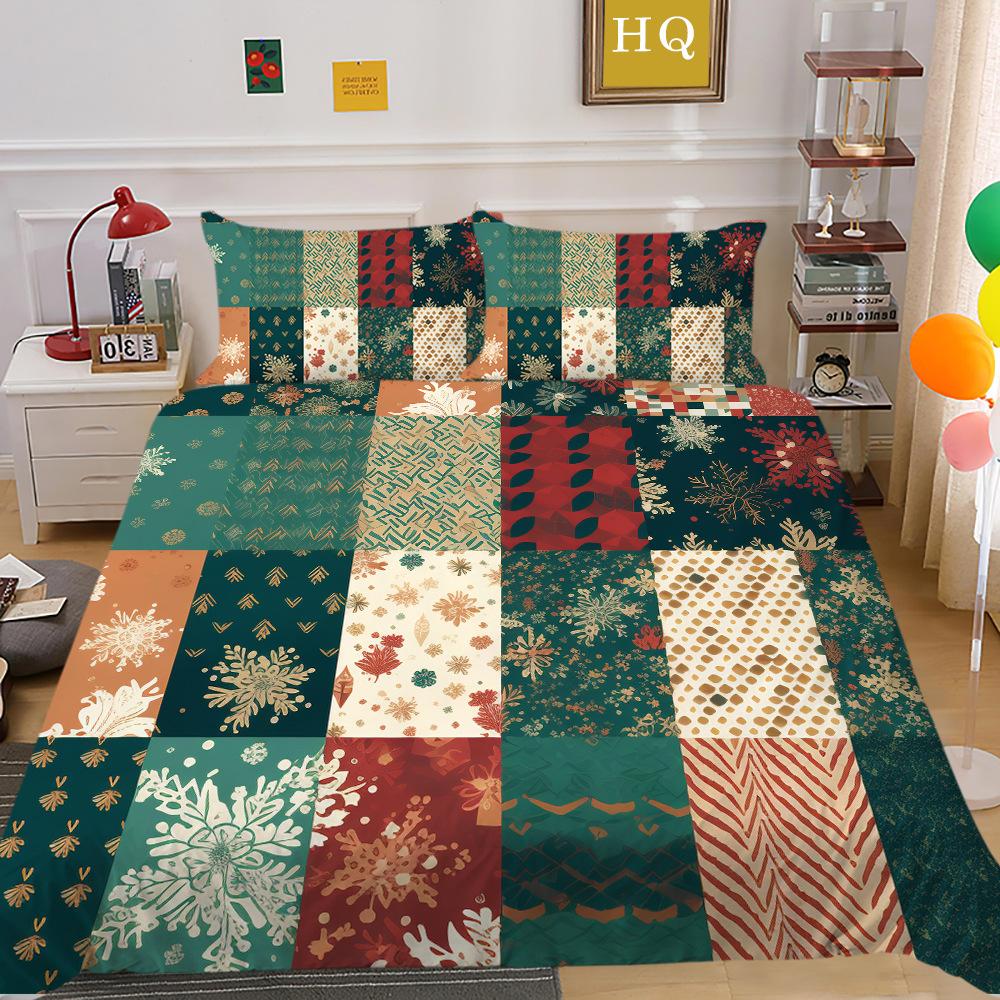 Christmas Printing 3D Printing Polyester Pillowcase Quilt Cover Two Or Three-Piece Set
