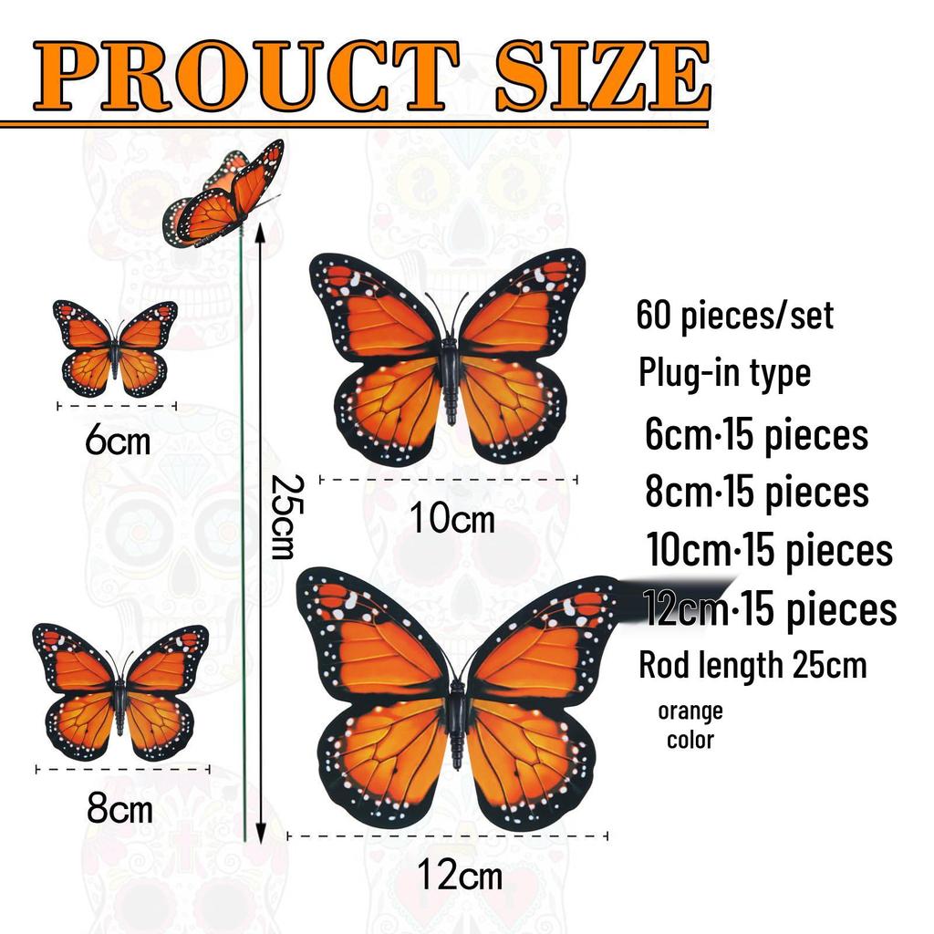 Exclusive 3D Monarch and Emperor Butterfly Orange Simulation for Day of the Dead Halloween Styling