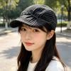 Korean Niche Design Striped Forward Hat Women's Spring and Autumn Thin Breathable Versatile Face Cap