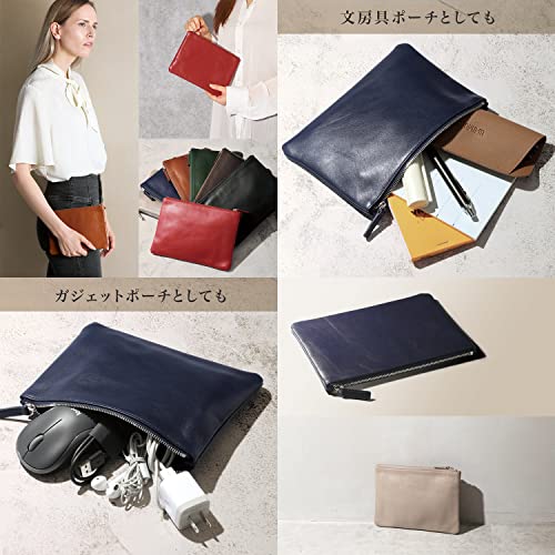 BLUE SINCERE genuine leather pouch for small items, perfect for men and women. This slim, slim, and compact pouch is perfect for makeup, cosmetics, or