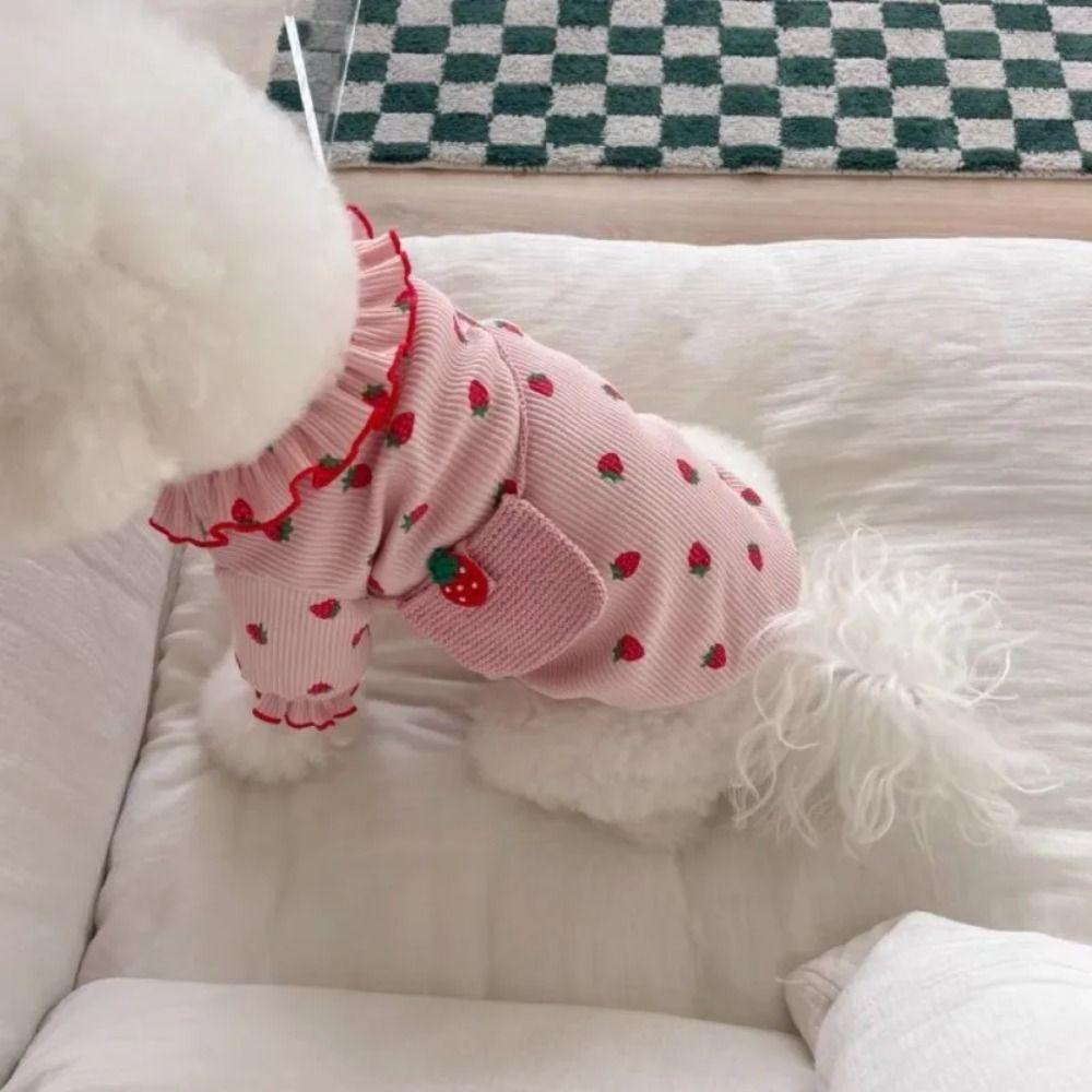 Fashion Pet Strawberry Base Shirt Soft Dog Vest Comfortable Pet Clothes  Spring