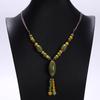 JMXD-ethnic Style Ceramic Necklace, Hand-woven Knotted Beaded Rope Chain, Non-fading Sweater Chain