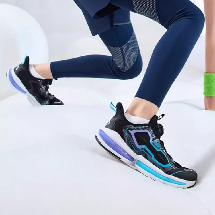Anta Kids Lingyun Comfortable Sports Non-Slip Wear-Resistant Low-Top Running Shoes Kids Running Shoes Black Blue Purple 312325551H-3
