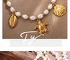 Elegant Pearl and Stainless Steel Beach-Style Necklace & Bracelet Set for Women